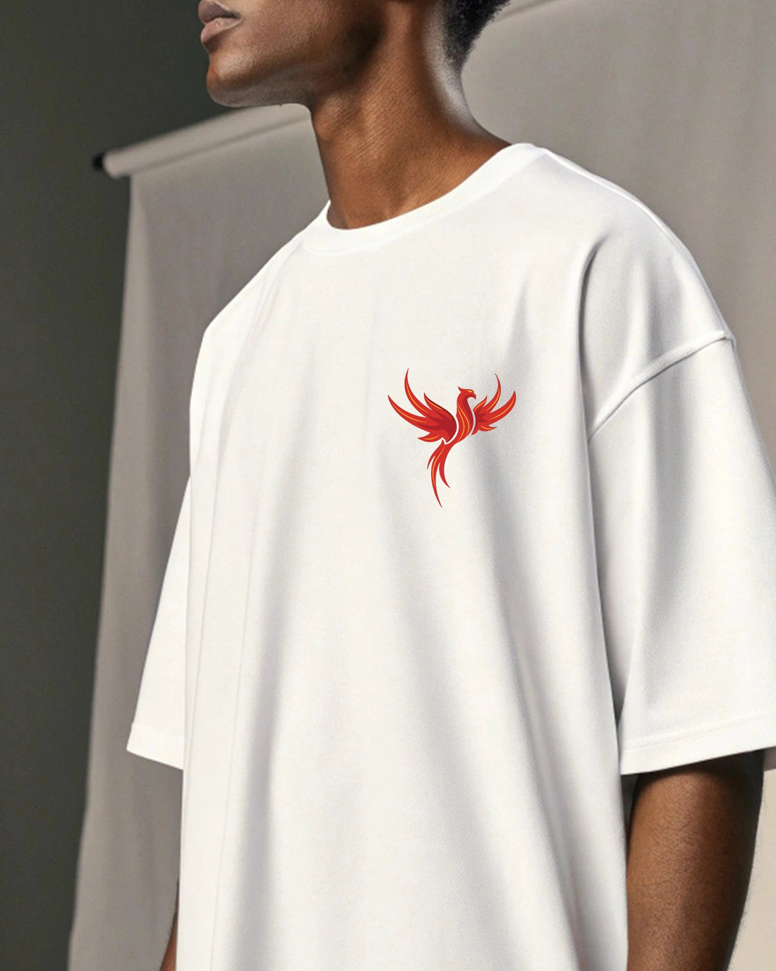 Eagle Oversized T-Shirt – 220 GSM Cotton, Bold Red Eagle Mid-Flight Graphic, White Streetwear Tee, Relaxed Unisex Fit, Fade-Resistant Design, Urban Fashion