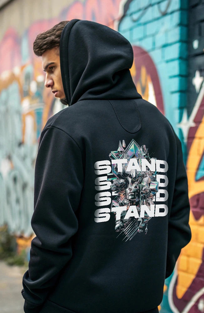 Oversized Hoodie – Cotton-Poly Blend, Adjustable Drawcord Hood, Crew Neck, Long Sleeves, Kangaroo Pocket, Relaxed Fit, Comfortable & Stylish Streetwear Essential black hoodie. 