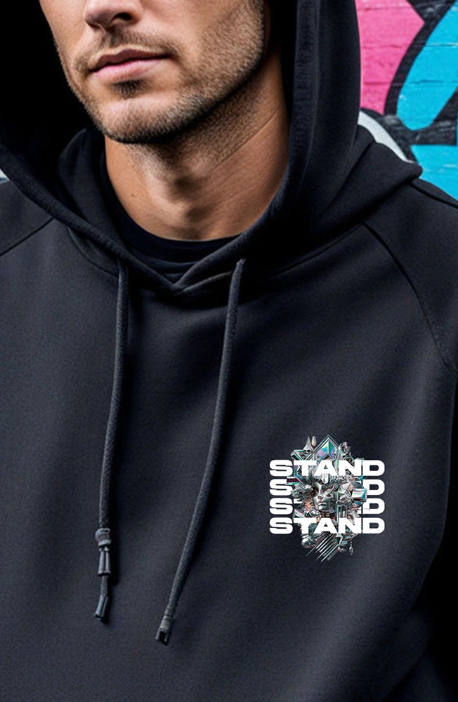 Oversized Hoodie – Cotton-Poly Blend, Adjustable Drawcord Hood, Crew Neck, Long Sleeves, Kangaroo Pocket, Relaxed Fit, Comfortable & Stylish Streetwear Essential black hoodie. 