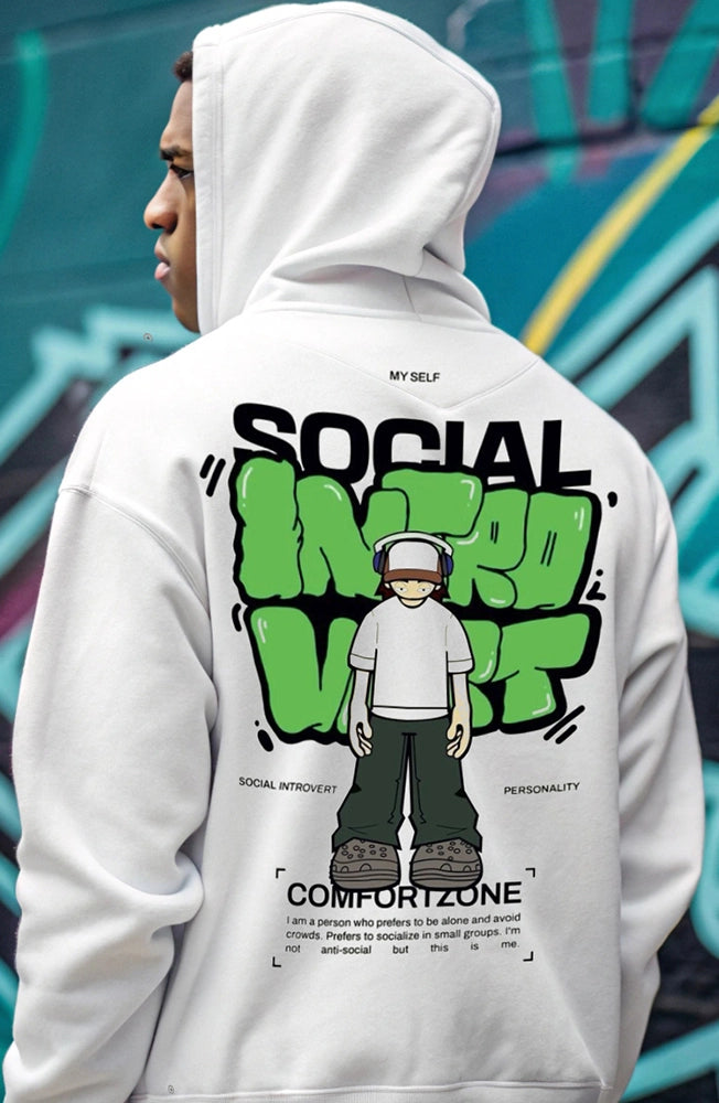 Oversized Hoodie – Cotton-Poly Blend, Adjustable Drawcord Hood, Crew Neck, Long Sleeves, Kangaroo Pocket, Relaxed Fit, Cozy & Versatile Streetwear Essential white hoodies